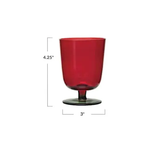 Hello Honey&reg; 8oz. Red & Green Fluted Drinking Glass with Stem {4}