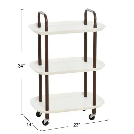 Hello Honey&reg; Main + Mesa&trade; 3-Tier Modern Plastic and Metal Trolley White and Brown {9}