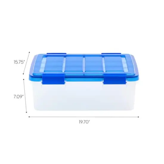 IRIS&reg; WeatherPro&trade; 26.5qt. Clear Heavy Duty Plastic Storage Bin with Blue Lid {5}