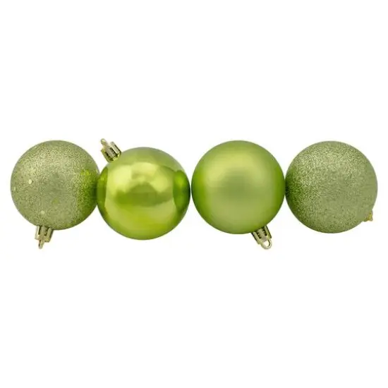 60ct Shatterproof Kiwi Green 4-Finish Ball Ornaments {4}
