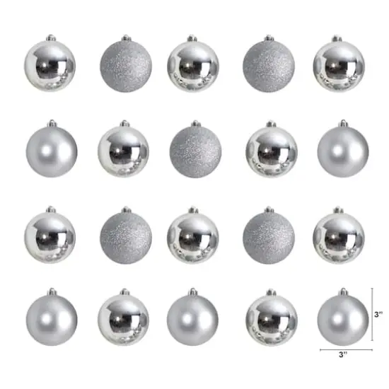 20ct. 3" Silver Shatterproof Christmas Ornaments {3}