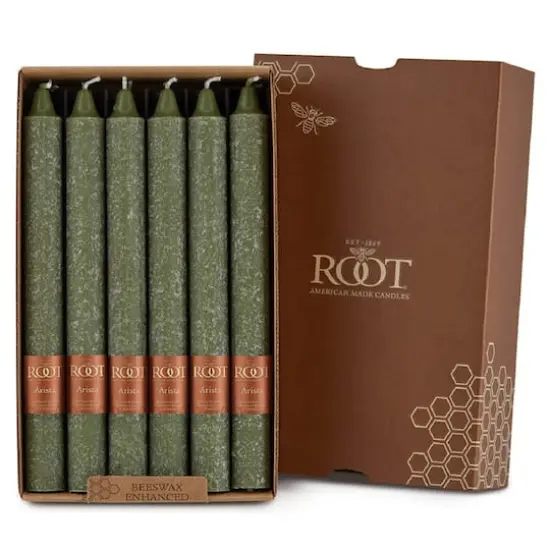 Root Candles 9" Unscented Timberline&trade; Arista&trade; Taper Candles, 12ct. Dark Olive {1}