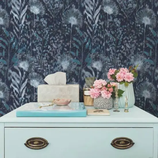 RoomMates Dandelion Peel & Stick Wallpaper Blue {4}