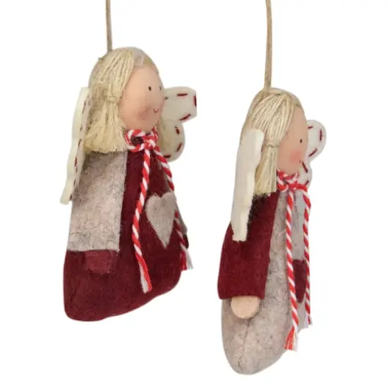 2ct. Gray & Red Felt Angel Ornaments {4}