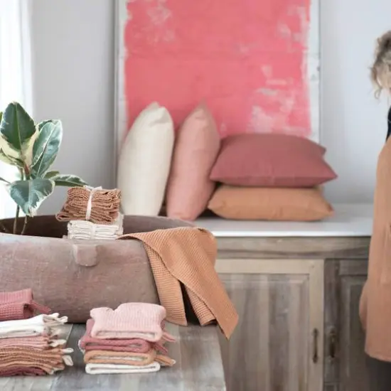 Hello Honey&reg; Woven Linen & Cotton Waffle Dinner Napkins, 4ct. Berry {3}