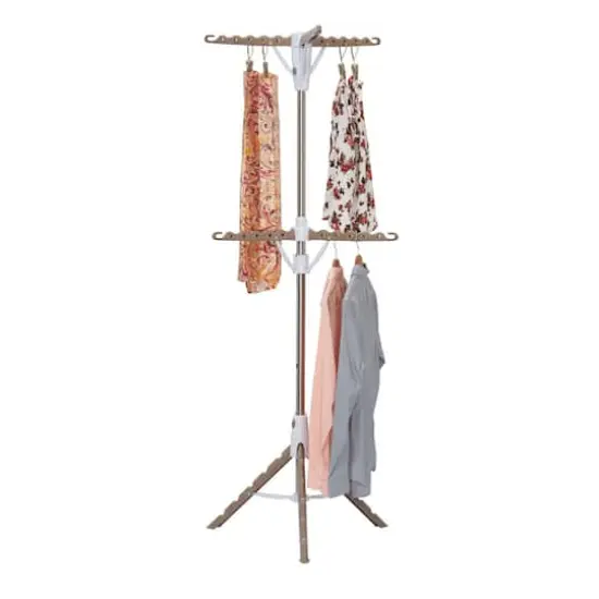Household Essentials 2-Tier Tripod Clothes Drying Rack Brown {10}
