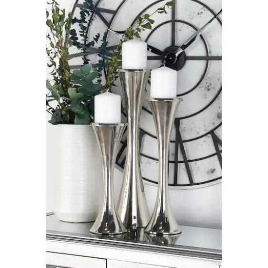 Silver Modern Candle Holder Set {10}