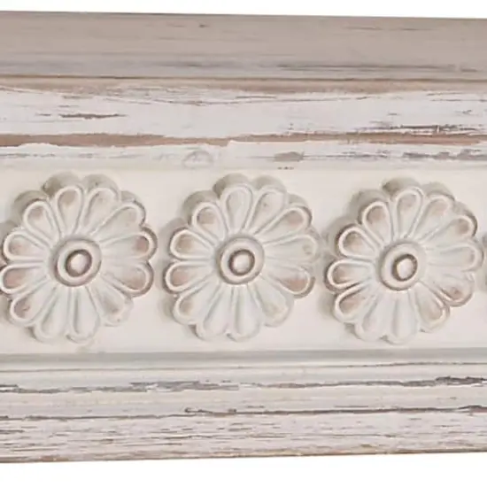 White Chinese fir wood Vintage Wall Shelf, 6" x 28" x 5" {5}