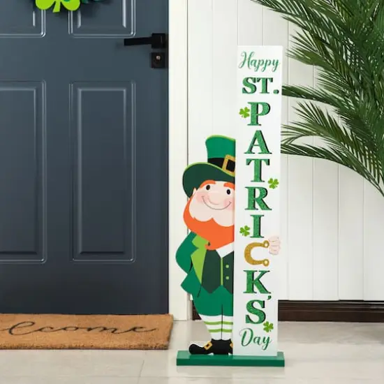 Glitzhome&reg; 36" Wooden Leprechaun Happy St. Patrick's Day Porch D&eacute;cor {3}