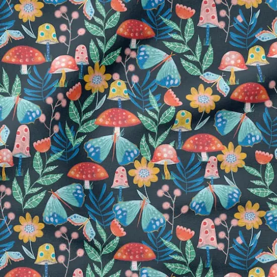 Fabric Editions Navy Mushroom Garden Cotton Fabric {5}