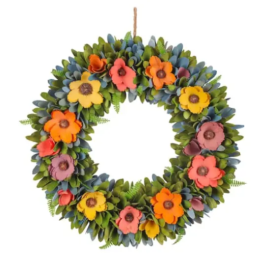 18" Spring Floral Wreath with Fern {1}