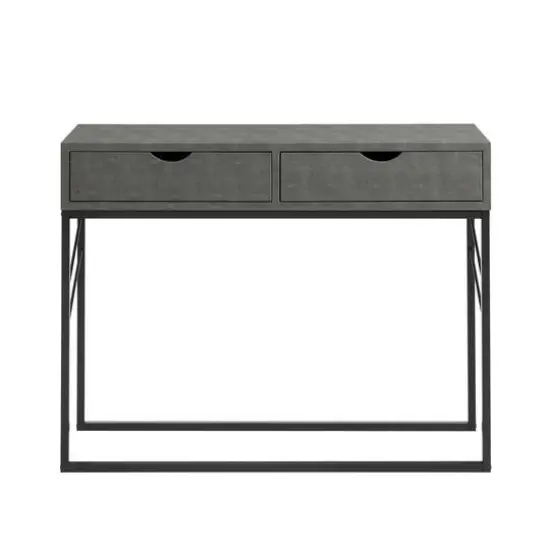 Walker Edison Gray 2-Drawer Faux Shagreen Entry Table {6}