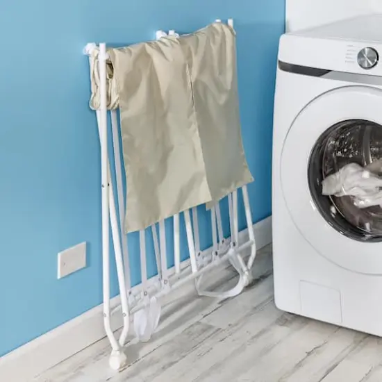 Honey Can Do White/Natural Double Bounce Back Hamper with Wheels and Lid {15}