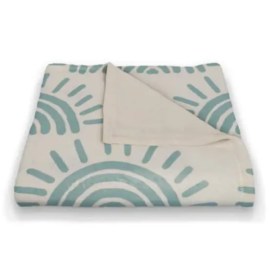Sun Pattern Coral Fleece Blanket Blue {3}