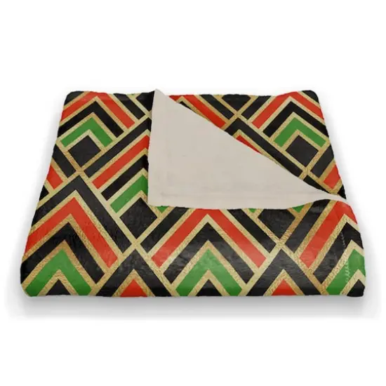 Kwanzaa Triangles Pattern Coral Fleece Blanket {3}