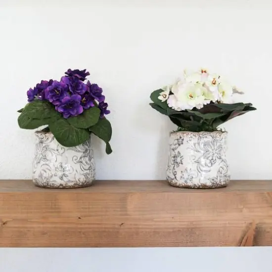 8" African Violet Artificial Plant in Floral Design Vase Set {8}