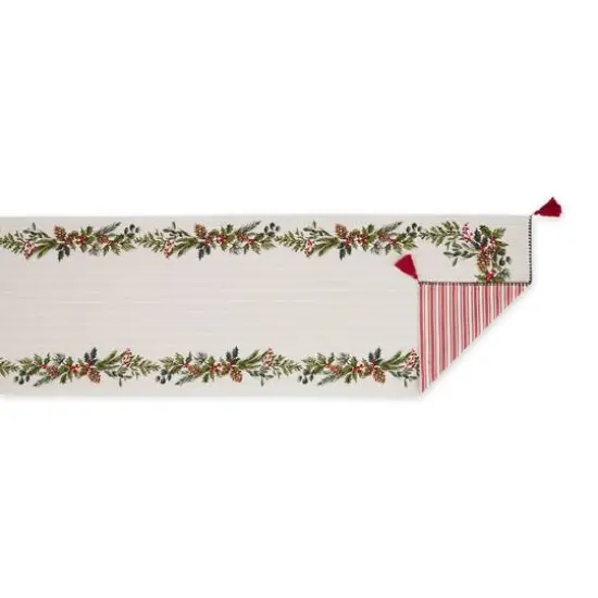DII&reg; 72" Heritage Holiday Sprigs Reversible Embellished Table Runner {5}