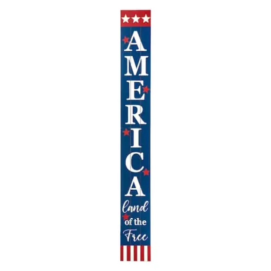 Glitzhome&reg; 60" Wooden Patriotic America Porch Sign {1}