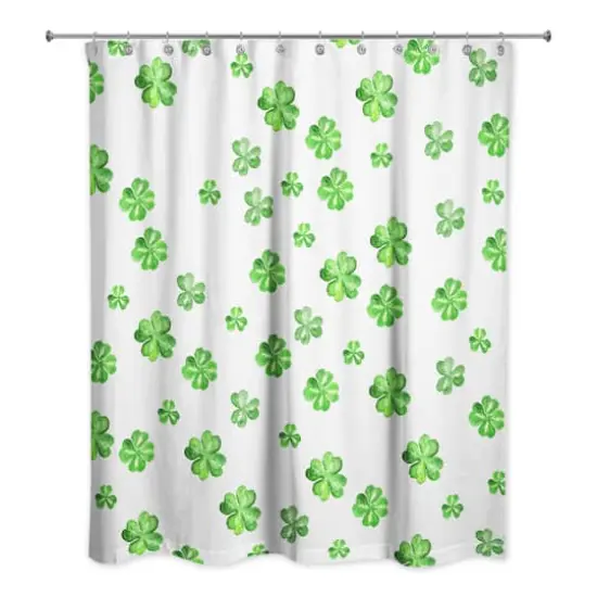 Painterly Shamrock Pattern 71" x 74" Shower Curtain {1}