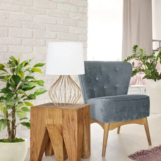 Simple Designs 19.7" Geometrically Wired Table Lamp Copper with White Shade {6}