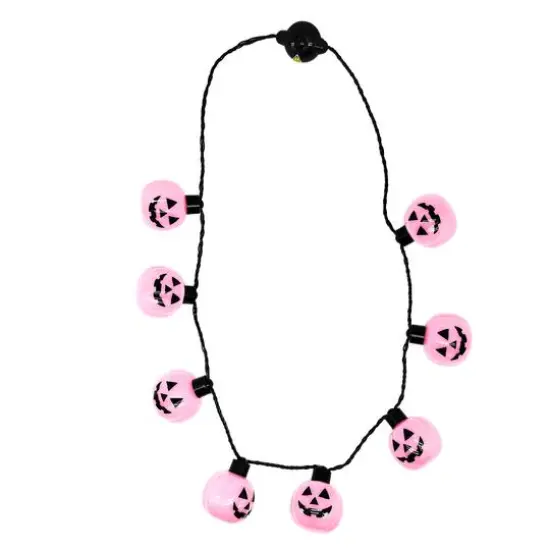 33" Pink Jack-O'-Lantern Necklace {5}
