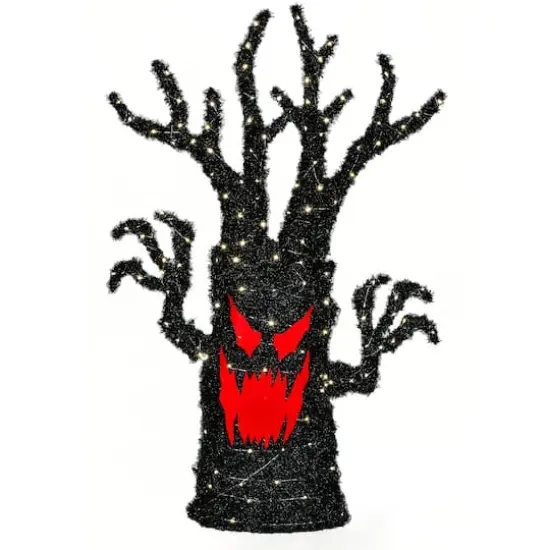 48'' Pre-Lit Frightening Face Halloween Tree {1}