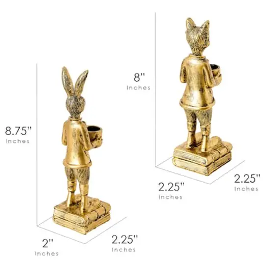 American Art Decor The Fox and Rabbit Gold Resin Tabletop Bar Decor - 8" x 2.25" x 2.25", 8.75" x 2" x 2.25" {9}