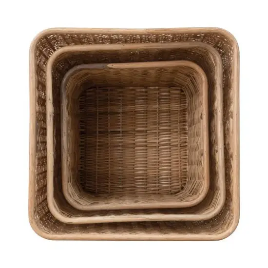 Hello Honey&reg; Natural Handmade Palm & Rattan Basket Storage Set with Handles {4}