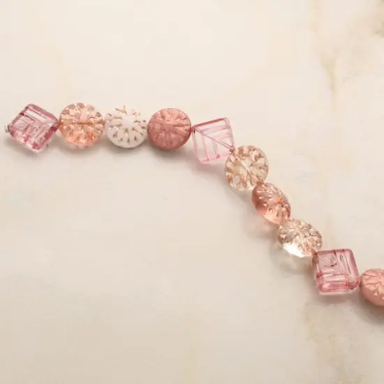 Pink Starburst Czech Glass Diamond & Flat Round Bead Mix by Bead Landing&trade; {6}
