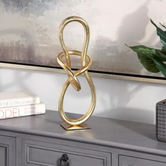 15" Golden Aluminum Abstract Sculpture D&eacute;cor {3}