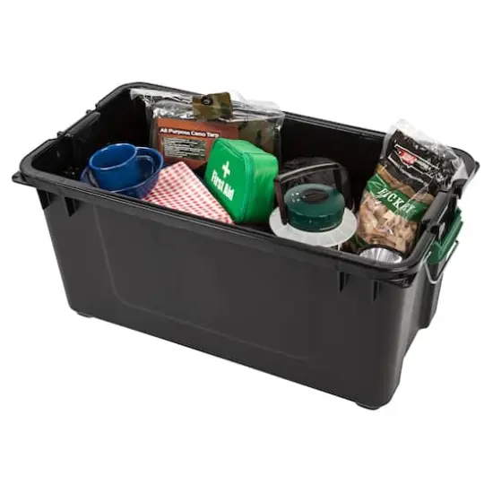 IRIS&reg; Remington&reg; 82qt. Black Store-It-All Utility Totes with Buckle Lids, 4ct. {3}