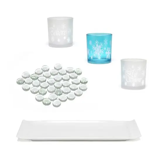 Elegant Designs&trade; Blue Frost Winter Wonderland Candle Holder Set {10}