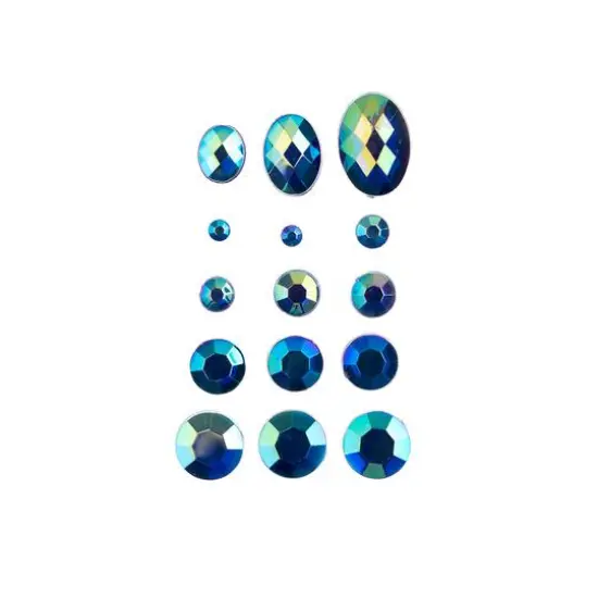 John Bead Round & Oval Acrylic Flatback Rhinestones in Box Blue AB {3}