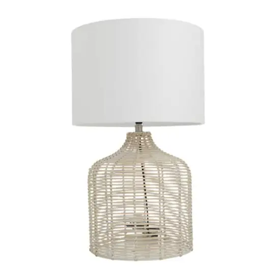 Beige Linen Coastal Table Lamp, 25" x 15" x 15" {1}