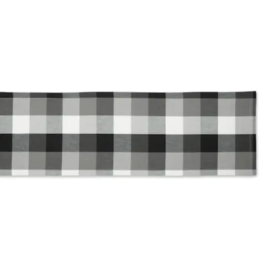 DII&reg; 108" Tri-Color Check Table Runner Black {4}