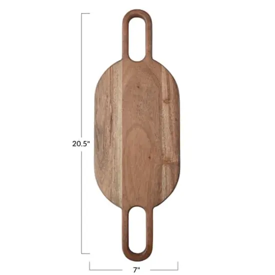 Hello Honey&reg; 20.5" Natural Acacia Wood Charcuterie or Cutting Board with 2 Handles {5}