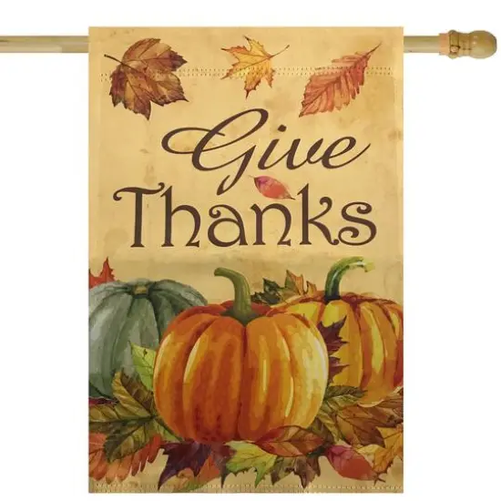 40" Give Thanks Autumn Harvest Garden Flag {3}