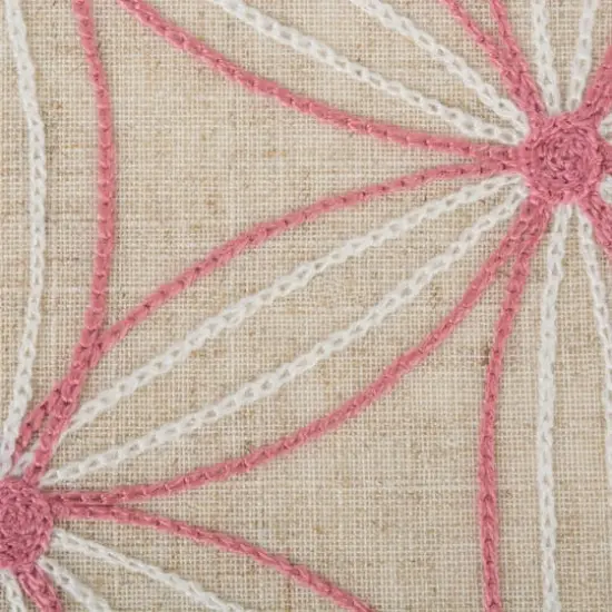 Natural Base Embroidered Flowers Table Runner {5}