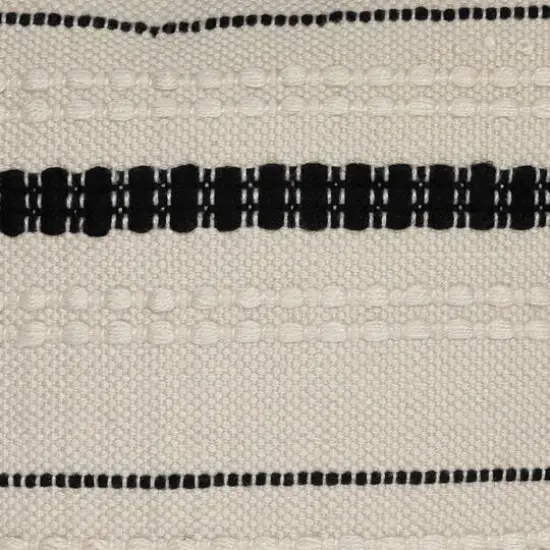 White & Black Outdoor Handloom Woven Square Cushion {6}