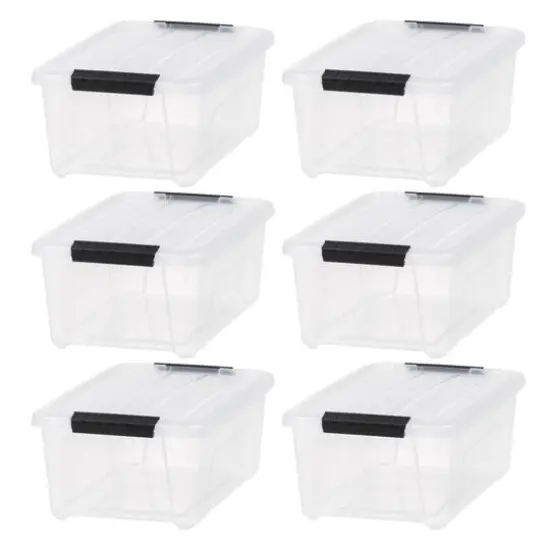 IRIS&reg; 13.5qt. Buckled Clear Boxes with Clear Buckle Lids, 6ct. {33}