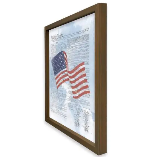 24" Flag Constitution Framed Print Brown Frame {3}