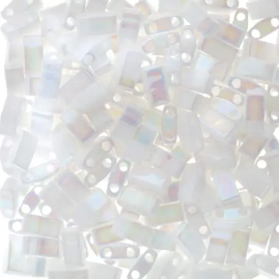 Miyuki&reg; Half Tila&reg; 5mm 2-Hole Glass Seed Beads Pearl White Opaque {1}