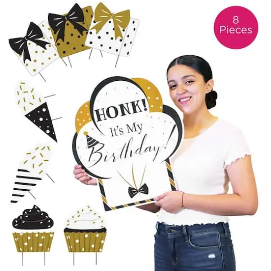 Kate Aspen&reg; Black & Gold Birthday Yard Sign Set {3}