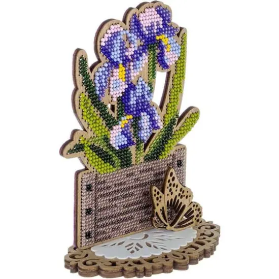 Wonderland Crafts Irises Bead Embroidery on Wood Kit {4}