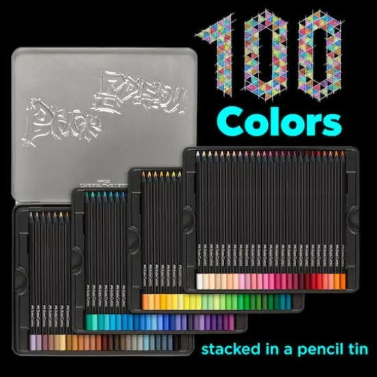 Faber-Castell&reg; 100 Color Black Edition Colored Pencil Tin Set {3}