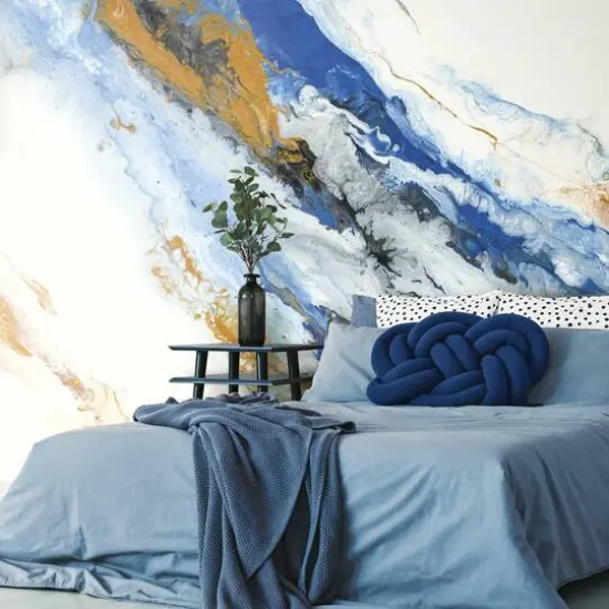 RoomMates Crystal Geode Peel & Stick Mural Wallpaper Blue and Gold {4}