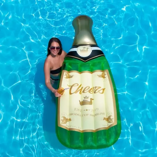 94" Green & Gold Champagne Bottle Swimming Pool Float {3}