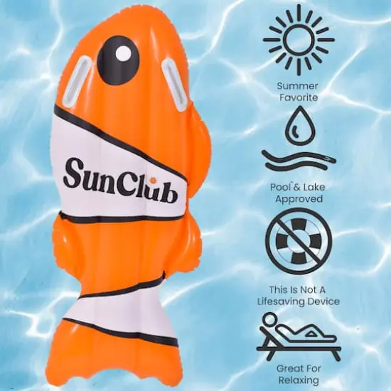 SunClub 3.25ft. Orange & White Inflatable Clown Fish Swimming Kickboard {7}