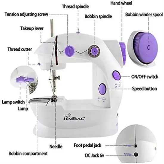 Haitral&trade; Lavender Flex-Speed Double-Thread Cordless Sewing Machine with Built-In Table {4}