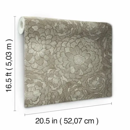 RoomMates Zen Dahlia Peel & Stick Wallpaper Brown {9}